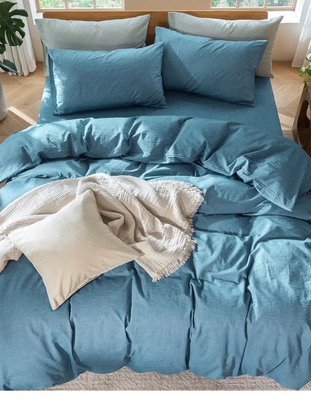 MooMee OVERSIZED KING Bedding Duvet Cover Set 100% Waahed Cotton